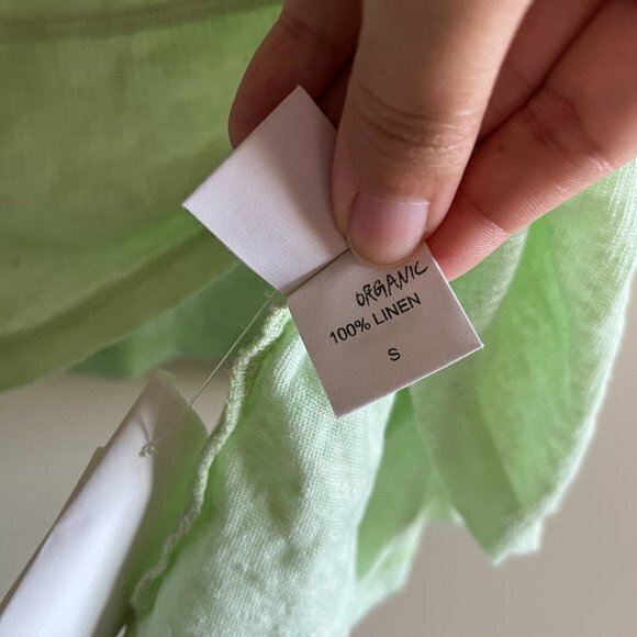 Eileen Fisher Mint Green Knit 100% Organic Linen Top Short Sleeve Womens Size S - Picture 2 of 3